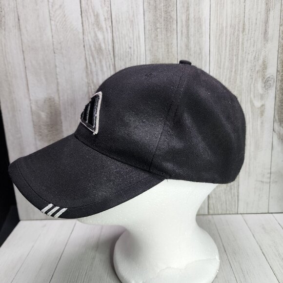 Vintage Adidas Logo Cap Hat Black One Size Fits All Adjustable Strapback - Picture 2 of 6